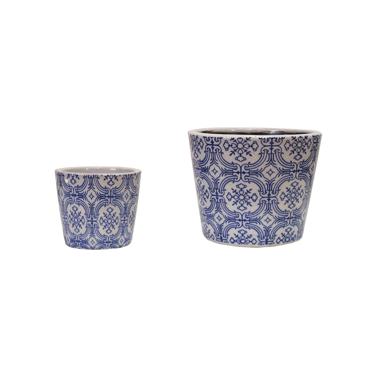 Blue & White Tile pattern Terra-cotta Planters