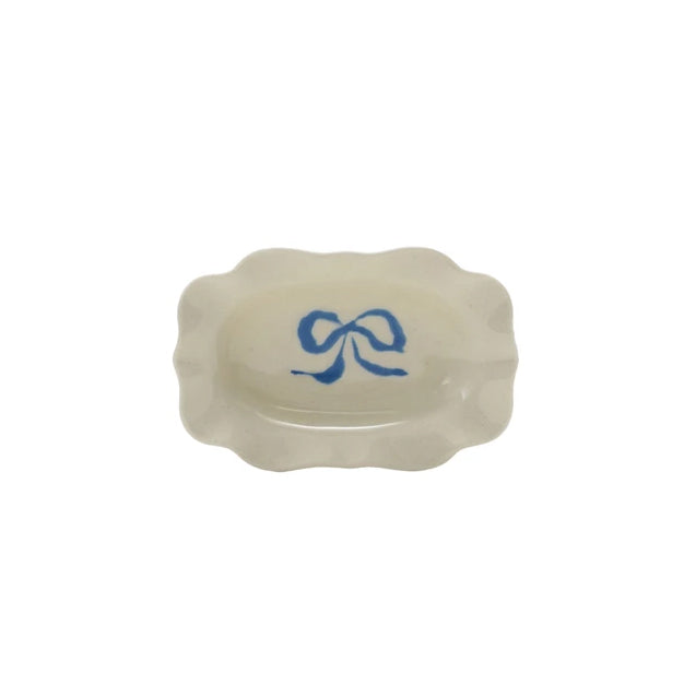 Stoneware Scalloped Dish with Bow