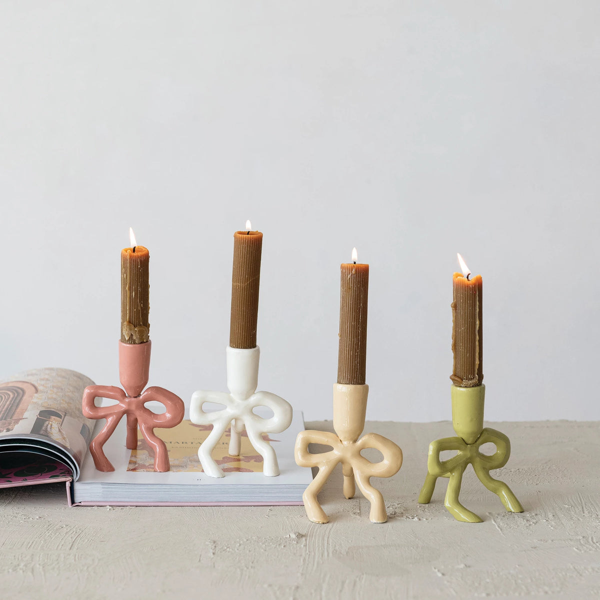 Bow Shaped Taper Holder | Enameled Cast Aluminum