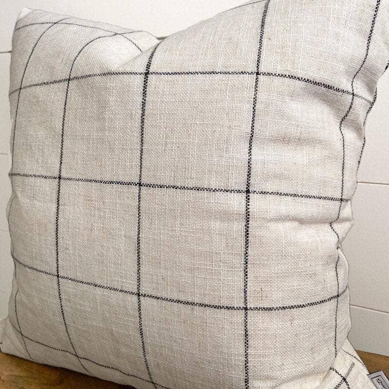 Ivory Window Pane Woven Pillow 18x18 inches