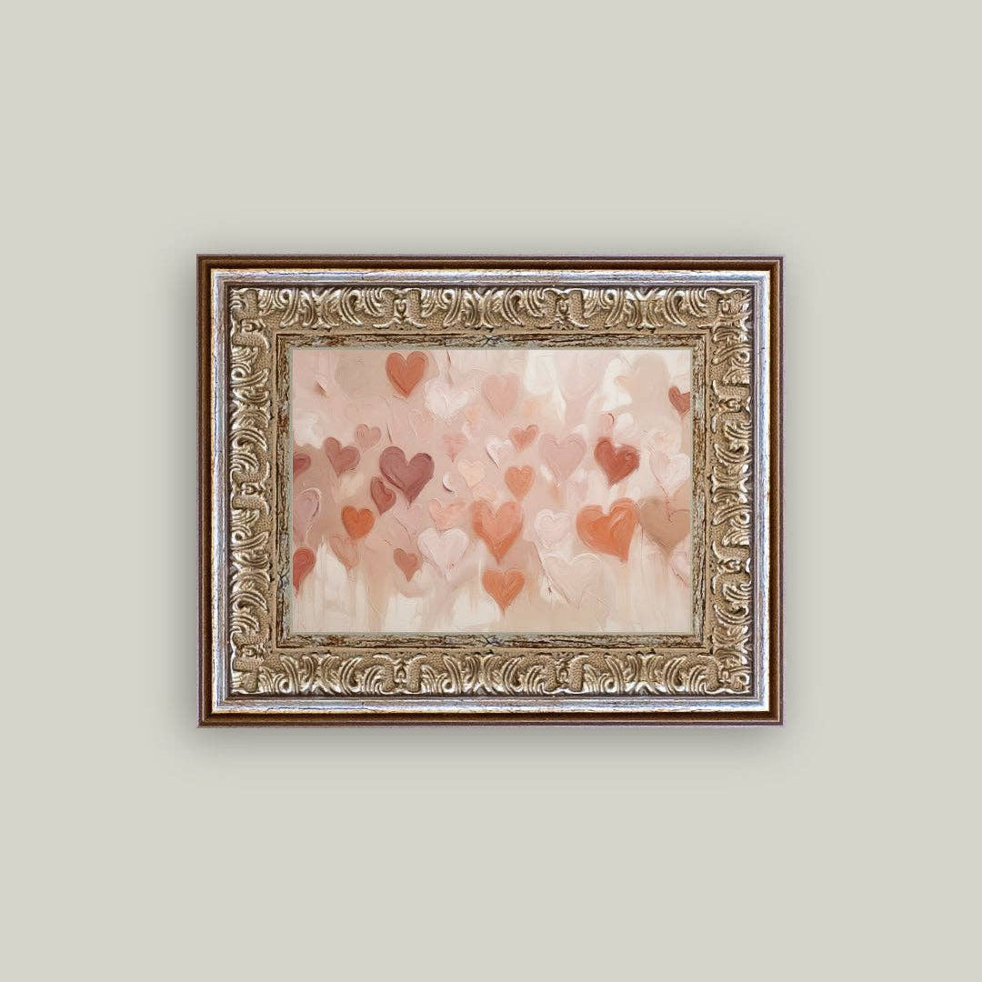 Texture Hearts Framed Antique Art
