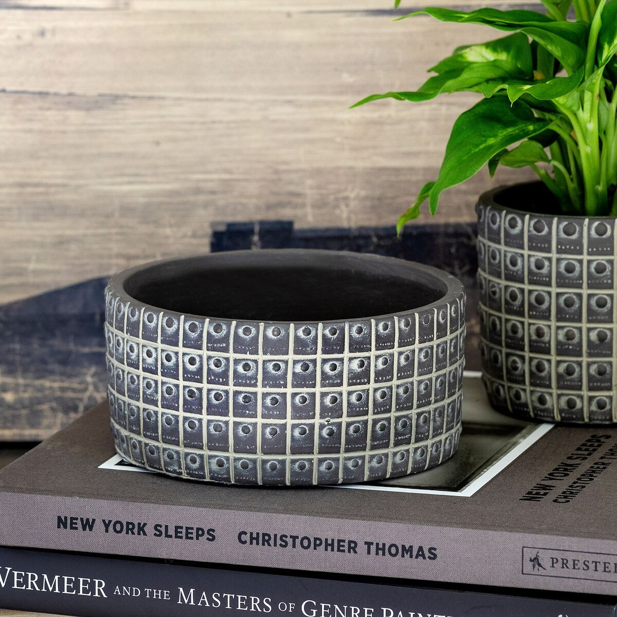 Rivet Pattern Cement Planter
