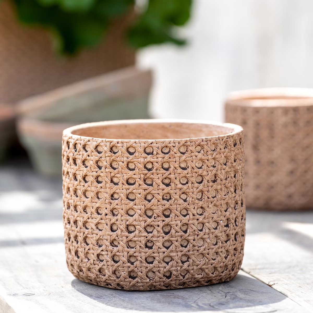Cane Pattern Cement Pot Planter
