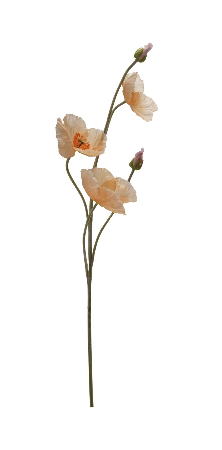 Faux Poppy Flower 33 inch Stem