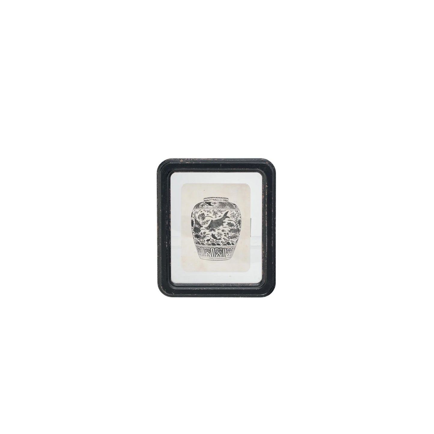 Wood Framed Glass Wall Floating Vase Print