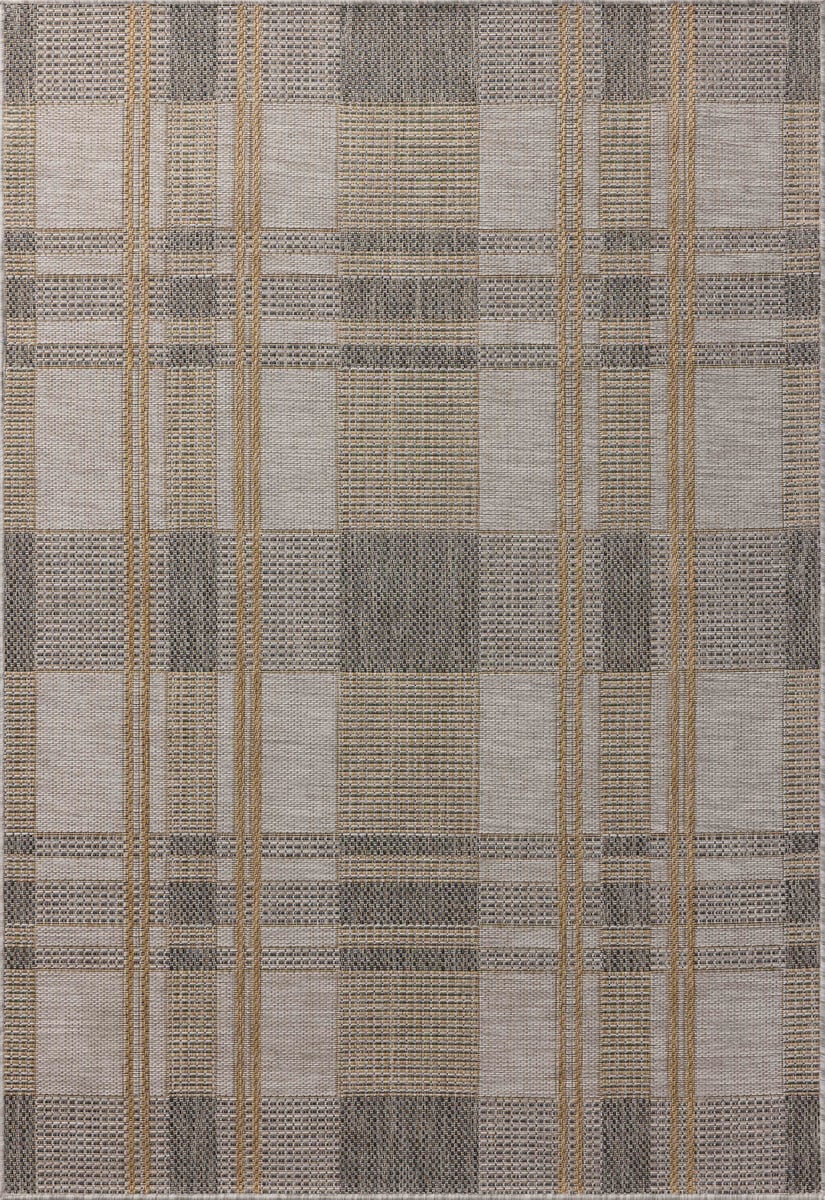 Birch Bone/Gold Plaid Outdoor Area Rug
