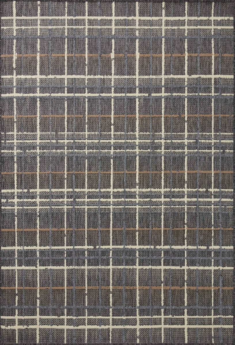 Rainier Collection Charcoal Plaid Outdoor Area Rug