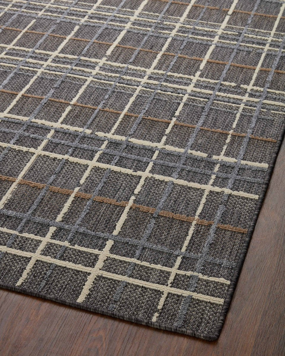 Rainier Collection Charcoal Plaid Outdoor Area Rug