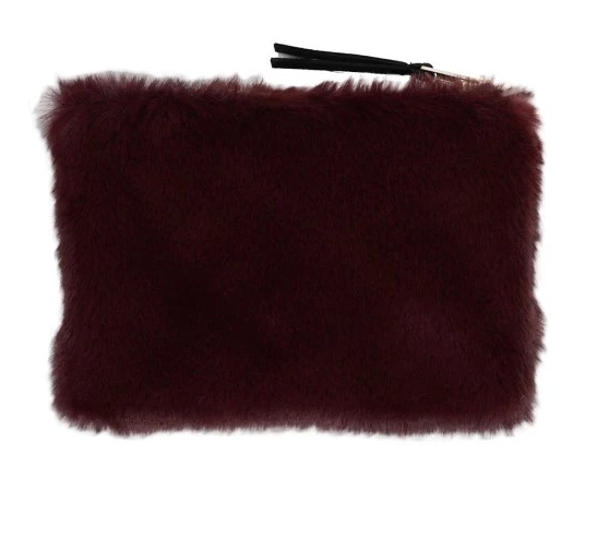 Faux Fur Fabric Zip Pouch with Interior Lining, Four Colors