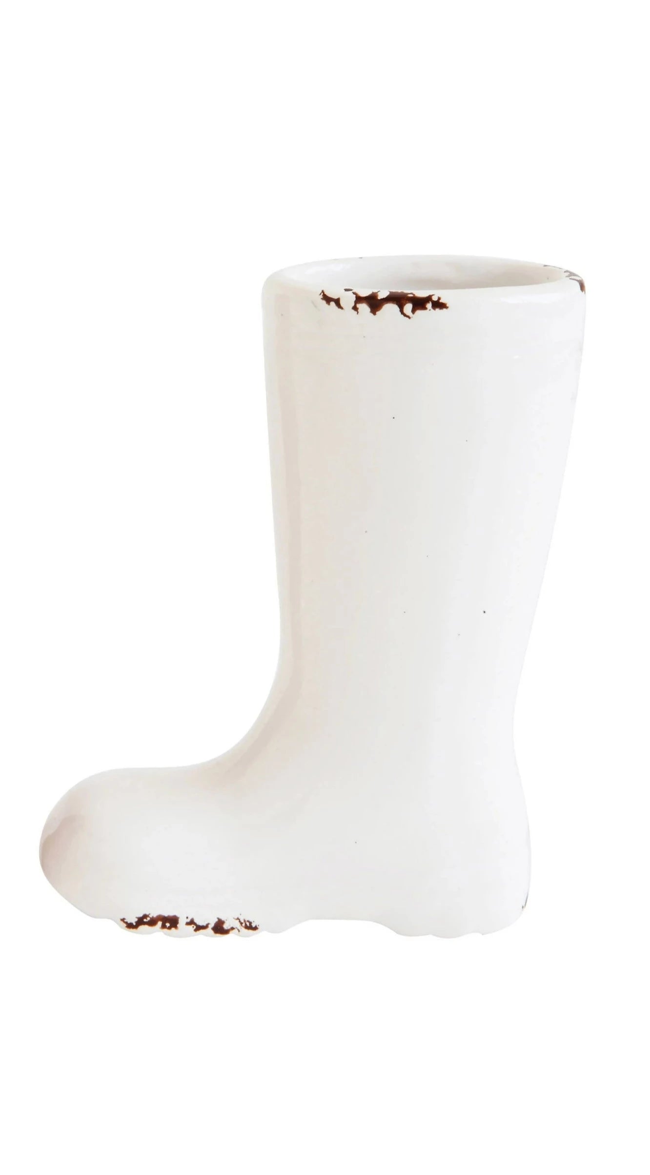 Distressed Stoneware Christmas Boot Vase