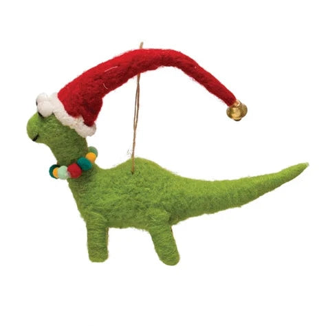 Wool Felt Dinosaur Ornament w/ Seasonal Accessories