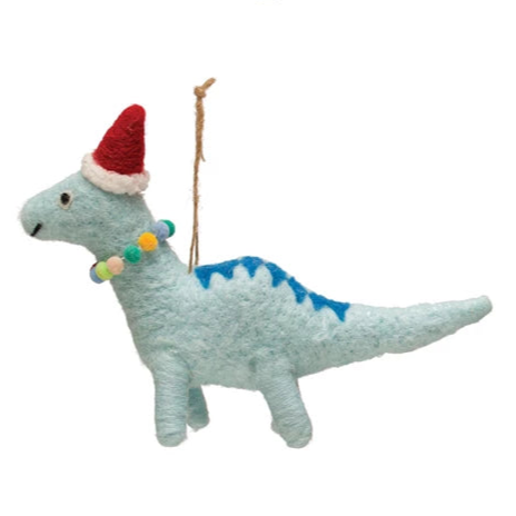 Wool Felt Dinosaur Ornament w/ Seasonal Accessories