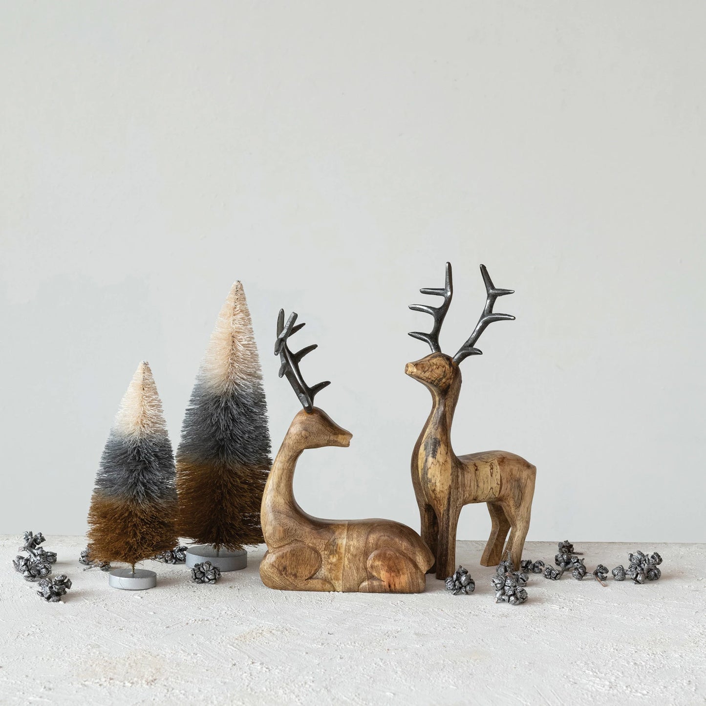 Mango Wood Reindeer with Aluminum Antlers