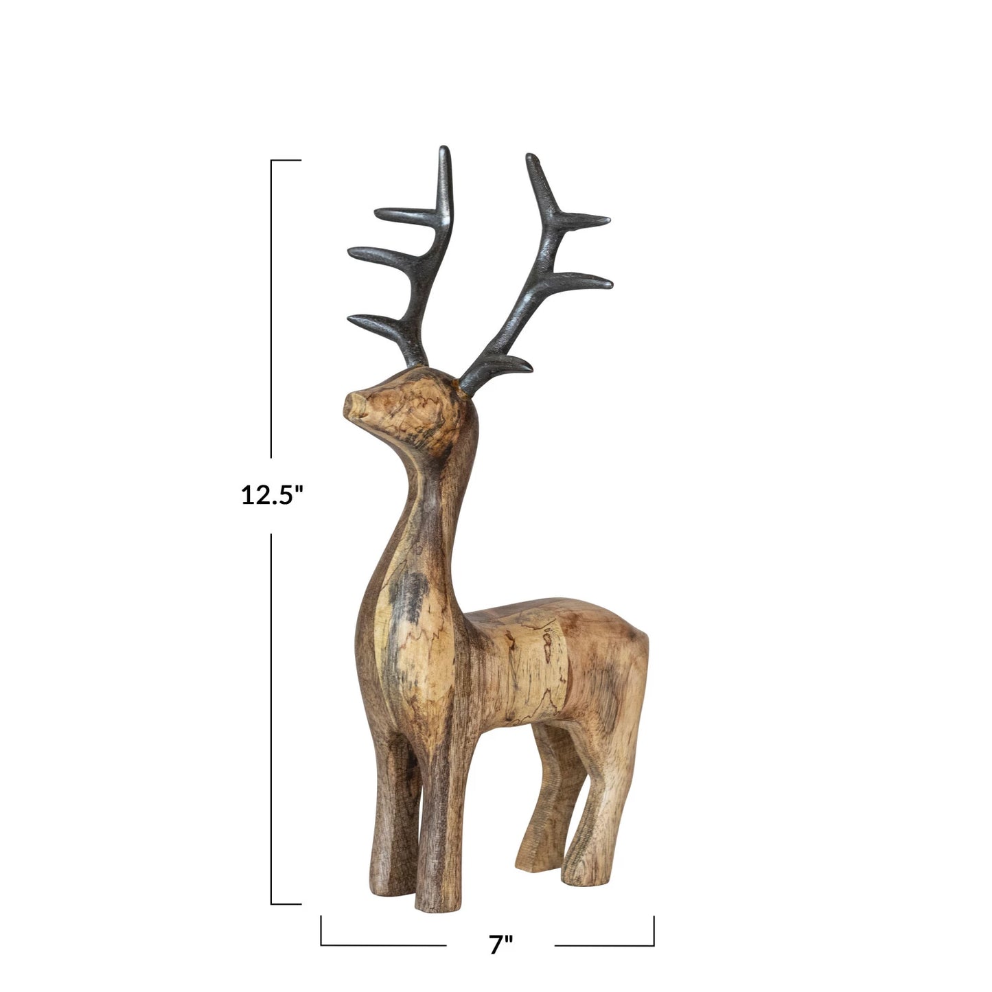 Mango Wood Reindeer with Aluminum Antlers