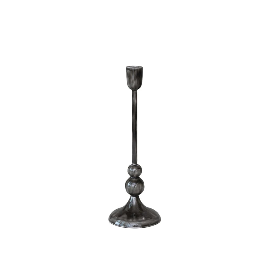 Enameled Black Aluminum Taper Holder