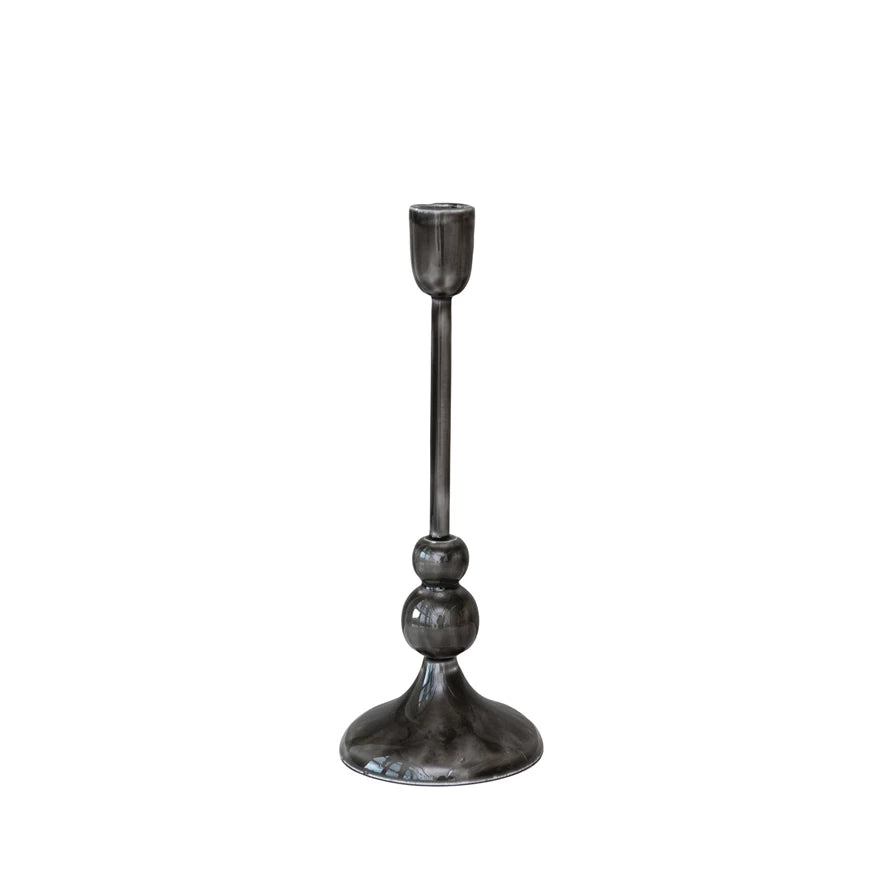 Enameled Black Aluminum Taper Holder