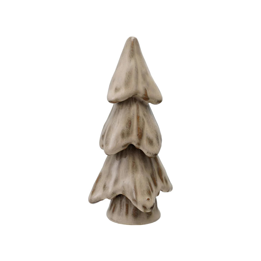 Cream Stoneware Tree with Reactive Glaze Finish