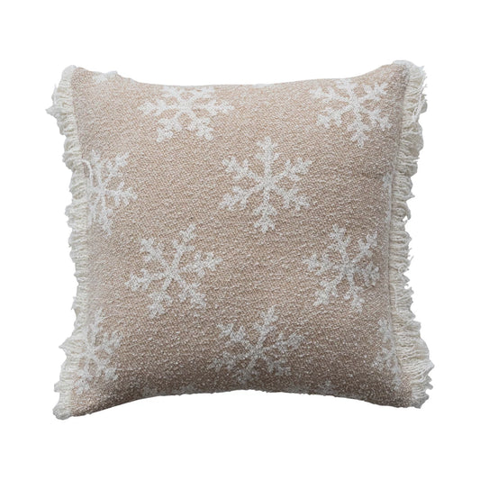 Reversible Square Pillow with Snowflake Pattern