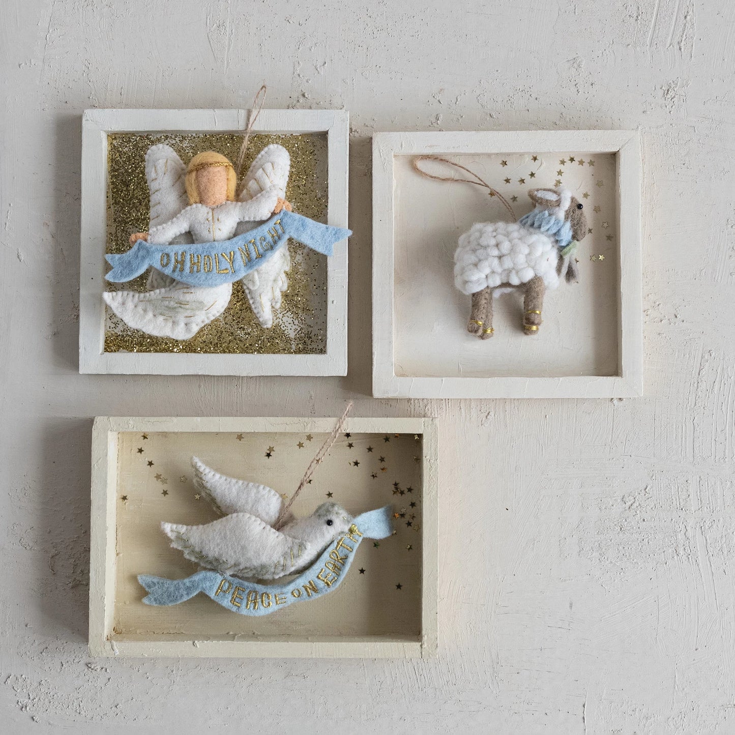 Handmade Wool Felt Sheep Ornament with Scarf