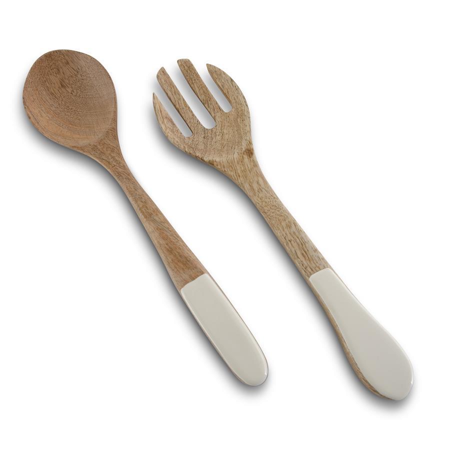 Set of two mango wood salad utensils