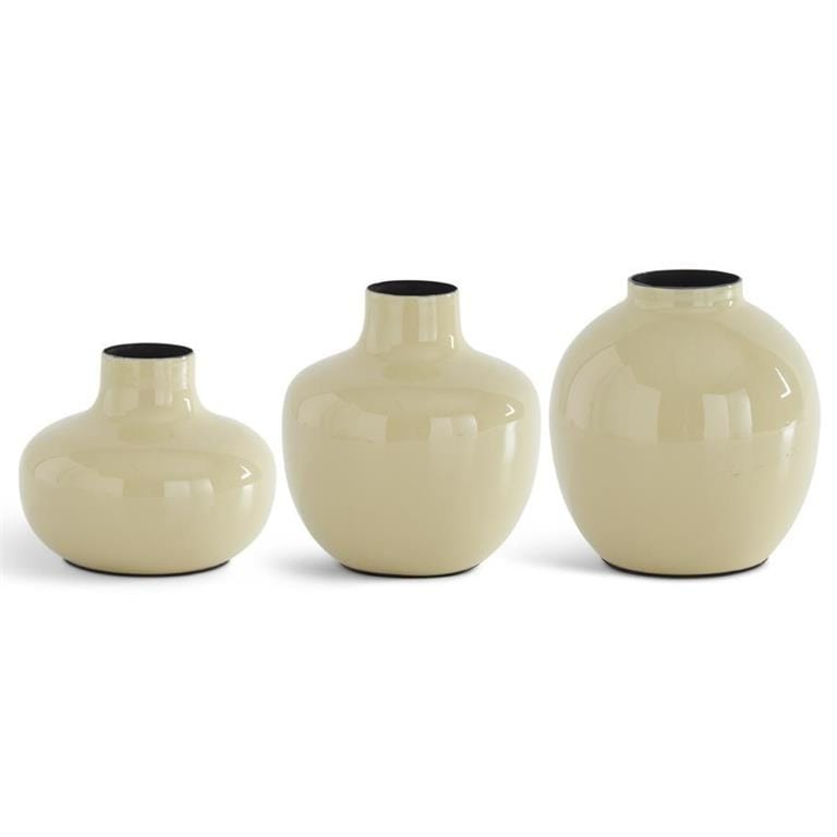 Yellow Enameled Metal Vase