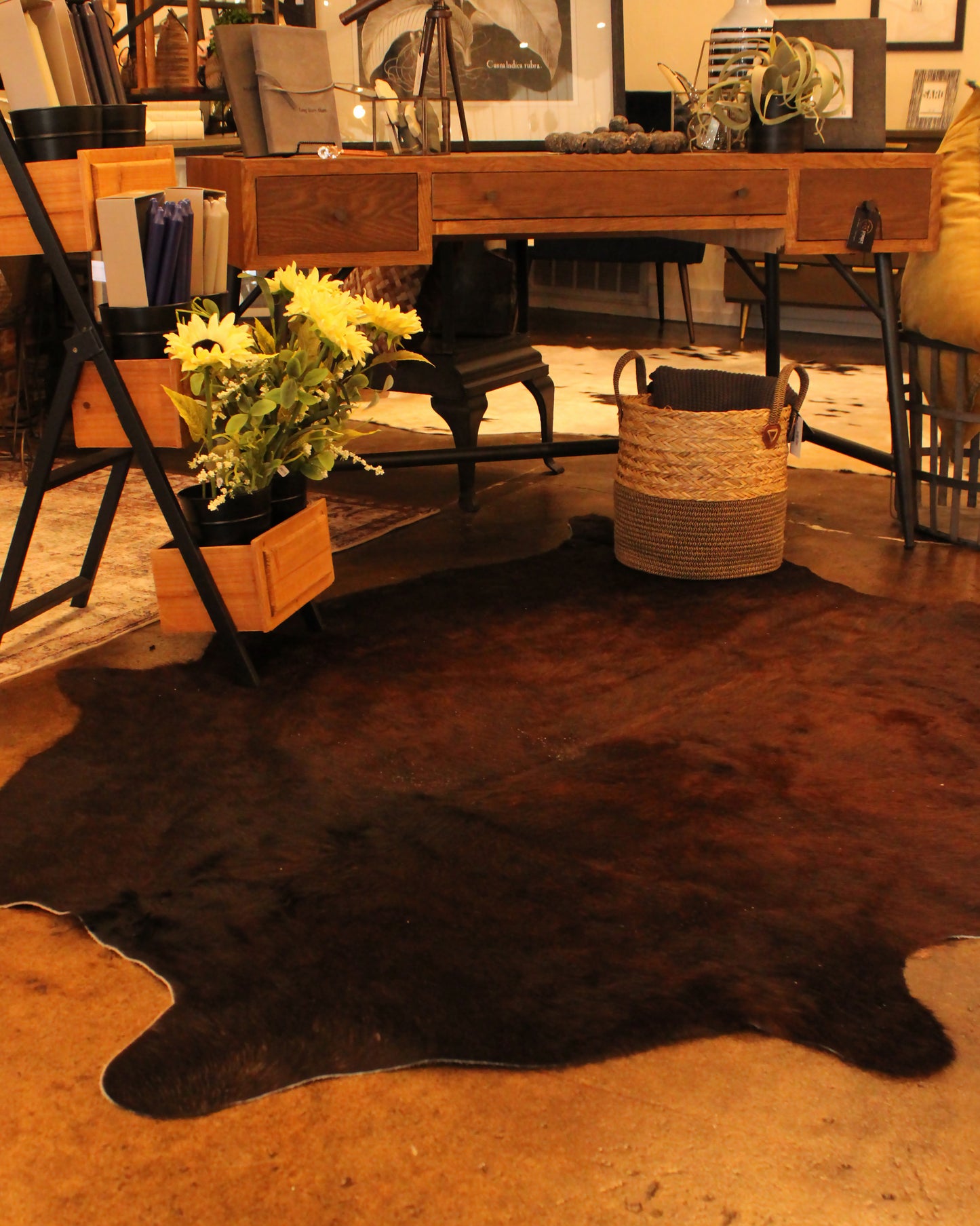 Dark Brown Large Cowhide Rug