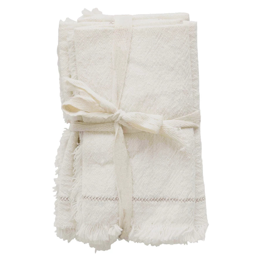 Set of 4 Cotton Napkins with Fringe