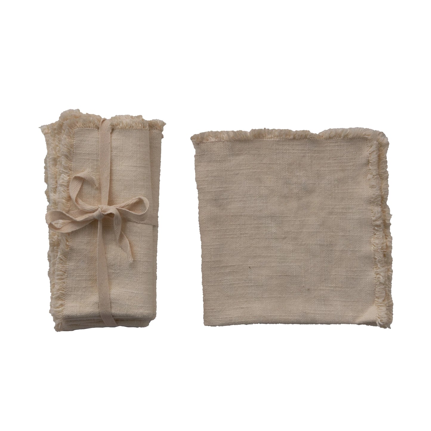 Set of 4 Cotton Napkins with Fringe