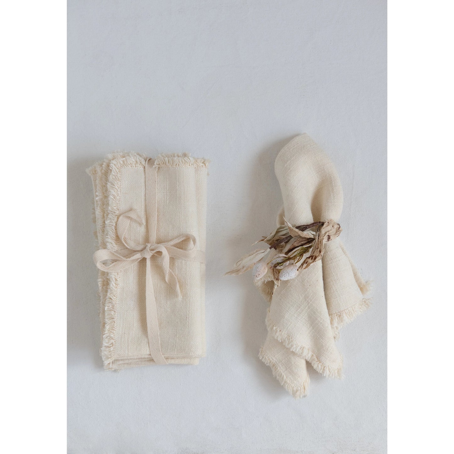 Set of 4 Cotton Napkins with Fringe