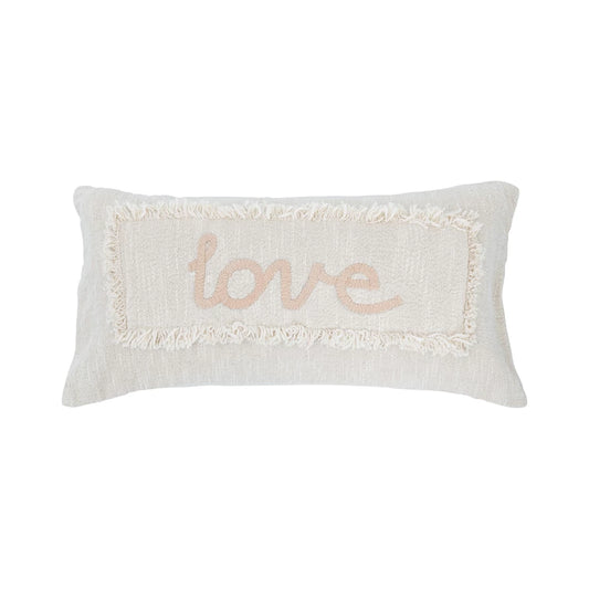 Embroidered "Love" Lumbar Pillow