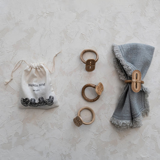 Set of 4 Handmade Bamboo Napkin Rings