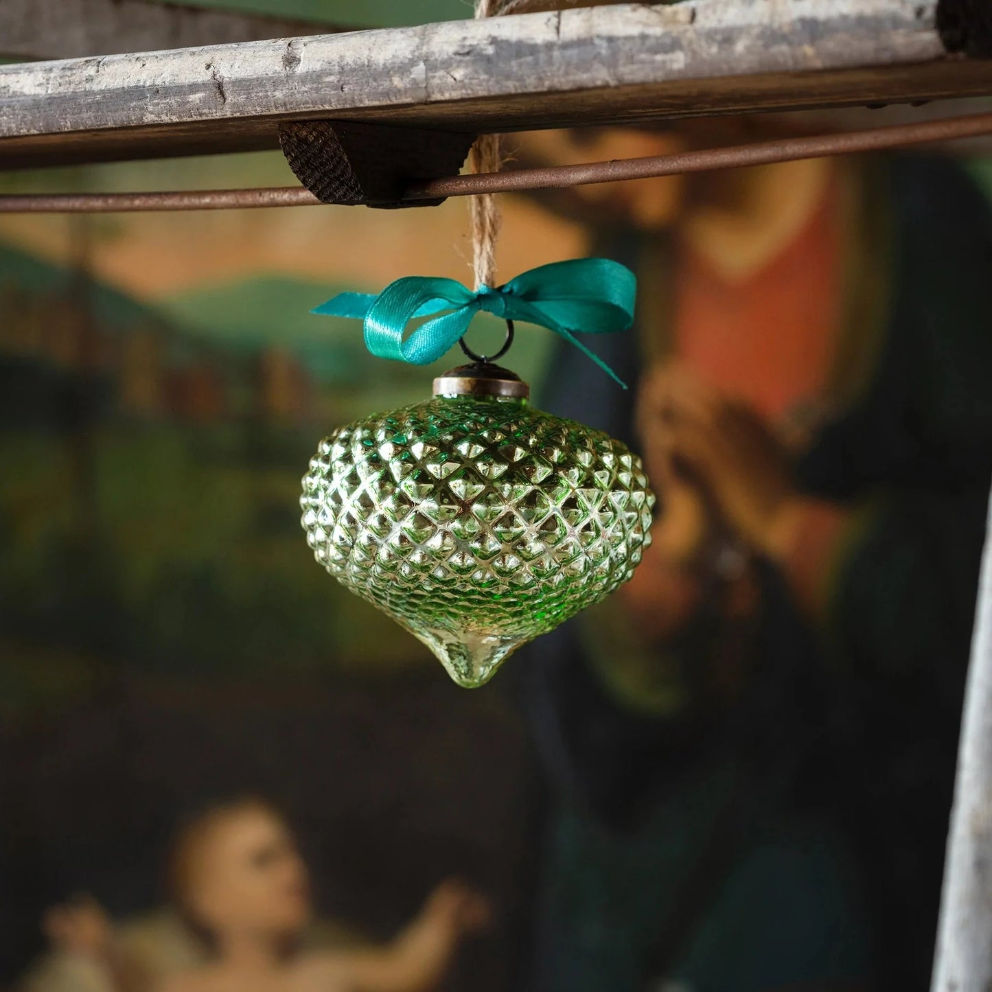 Vintage Green Onion Hobnail Glass Oanment