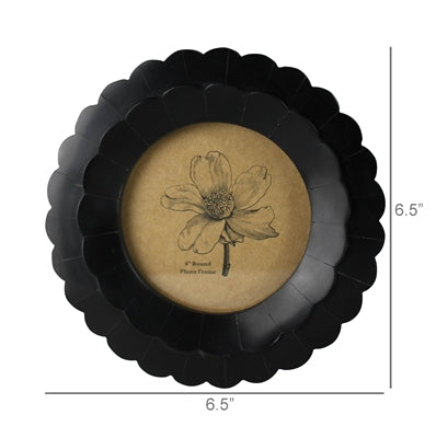 Petal Round Black Resin Frame