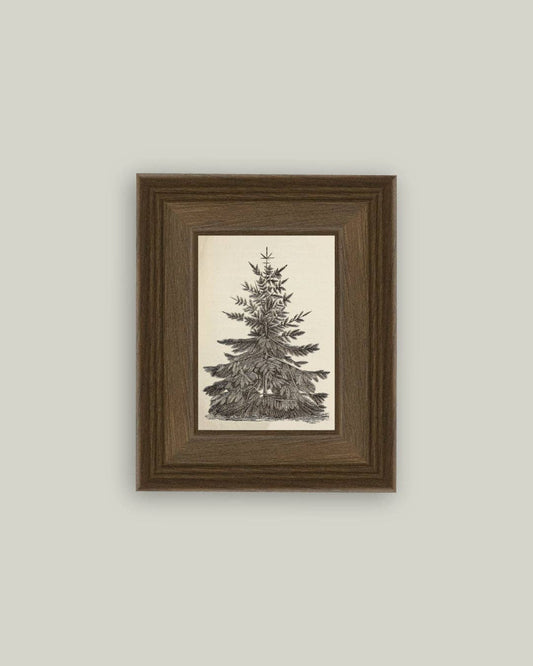 Vintage Pine Tree Framed Antique Art in Wood Frame