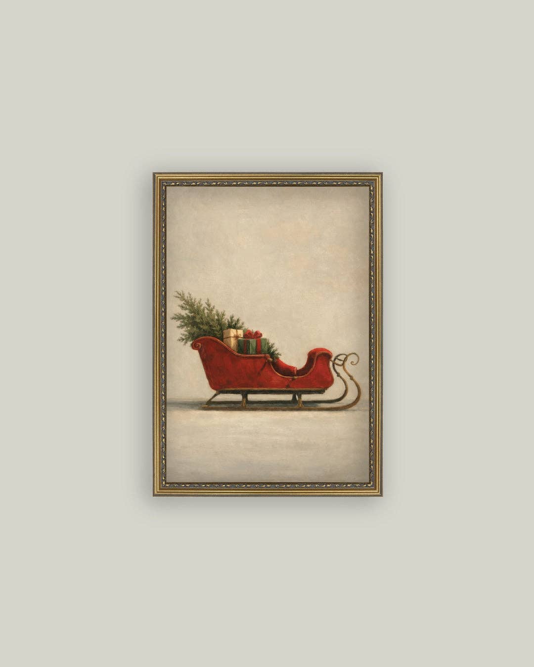 Vintage Christmas Sleigh Framed Wall Art
