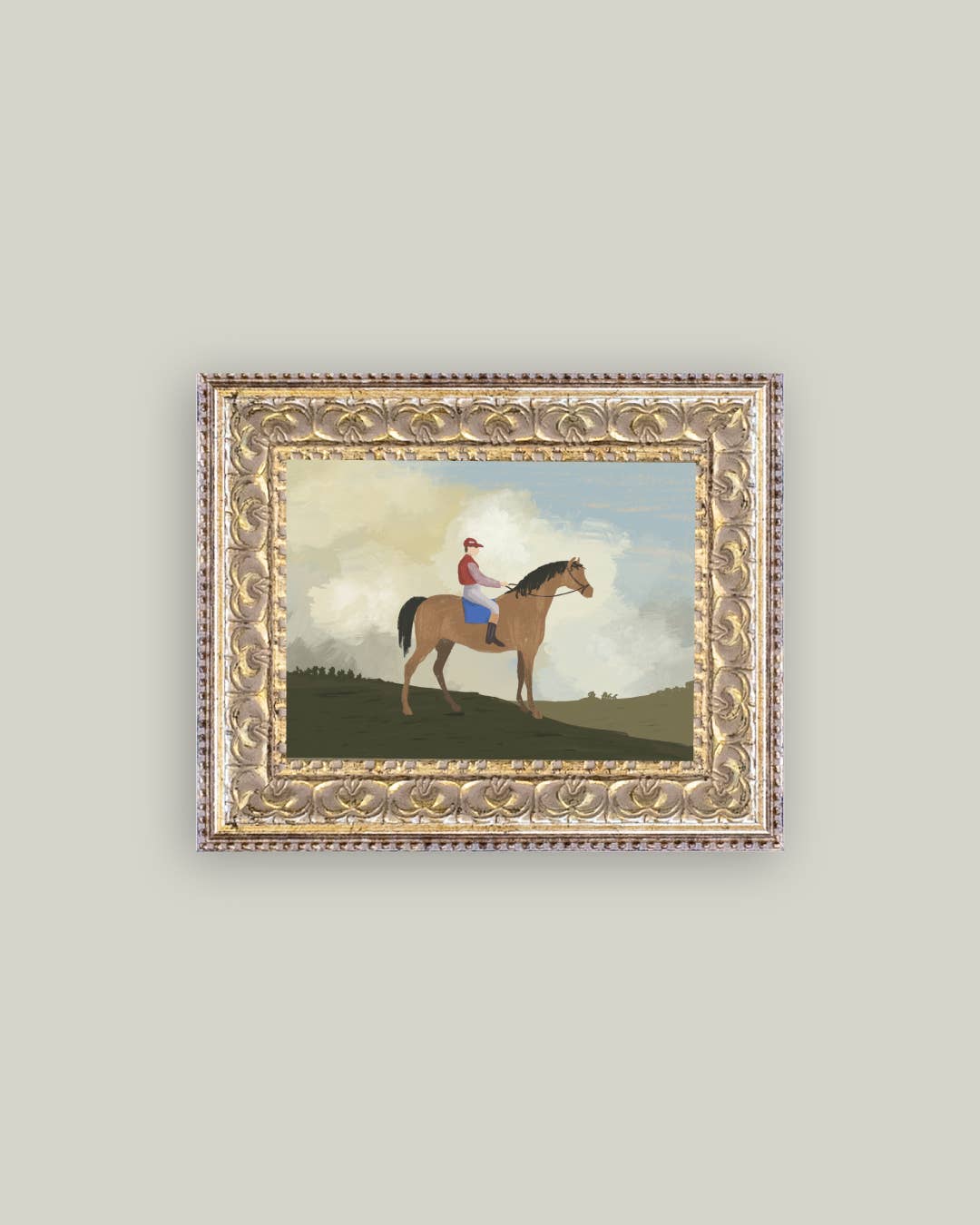 Horse Rider Framed Antique Art