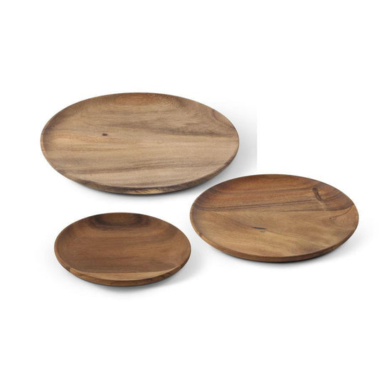 Carved Round Wood Trays