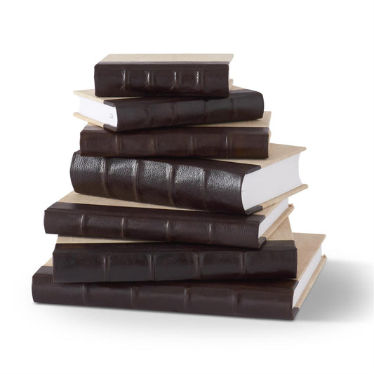 Linen Covered Journals with Brown Leather Spine