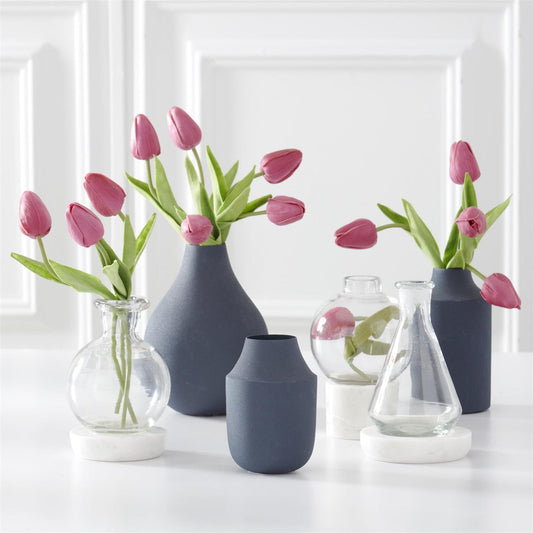 Navy Blue Matte Metal Vase