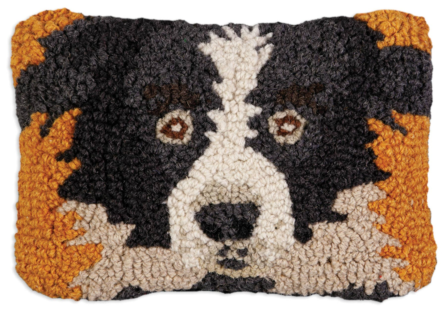 Border Collie Hand-Hooked Throw Pillow