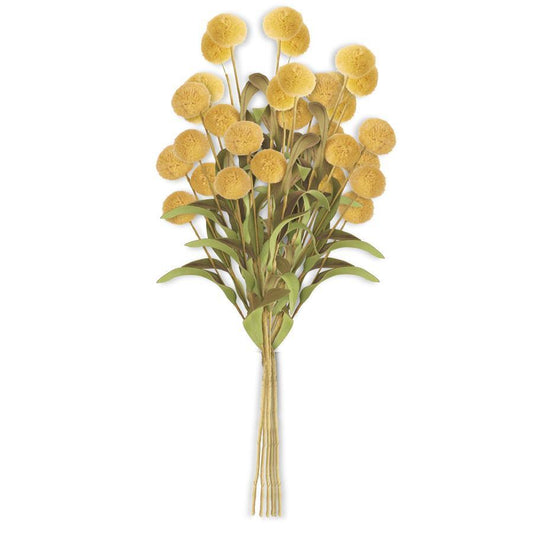 Yellow Pompom Pick w/Green Eva Leaves Bundle