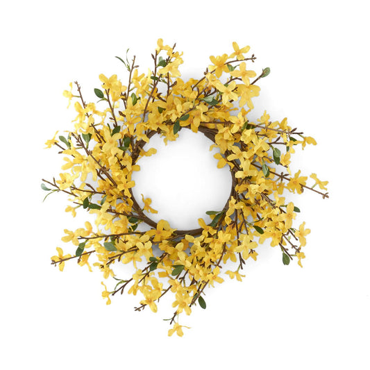18 Inch Yellow Forsythia Candle Ring/Wreath