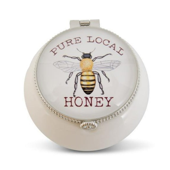 White Porcelain Trinket Boxes w/Bee Decal