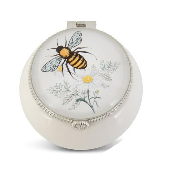 White Porcelain Trinket Boxes w/Bee Decal