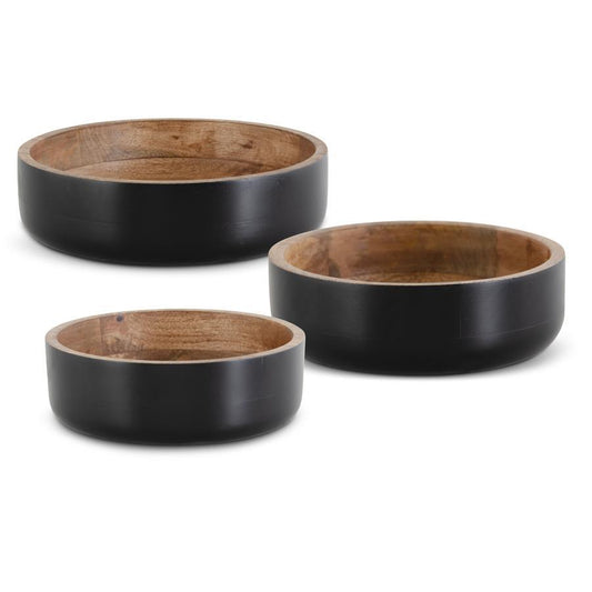 Black Mango Wood Bowls with Natural Wood Centers