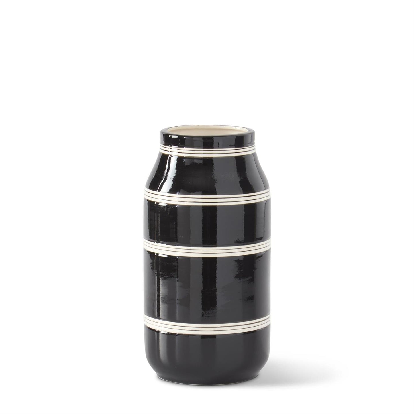 Black & Cream Lined Ceramic Vases