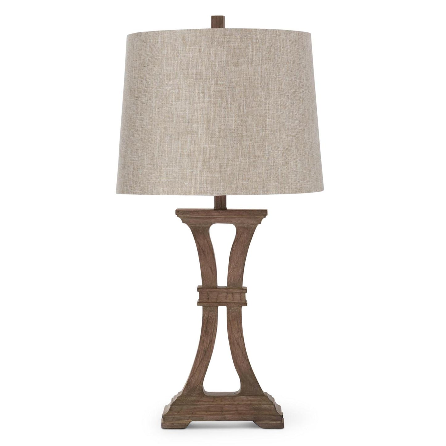 Brown Woodgrain Resin Banded Arch Table Lamp