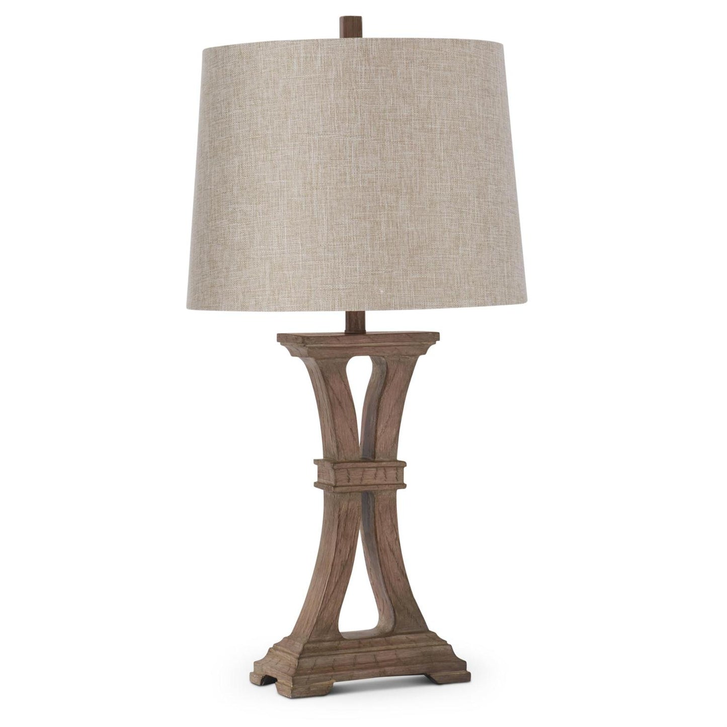 Brown Woodgrain Resin Banded Arch Table Lamp