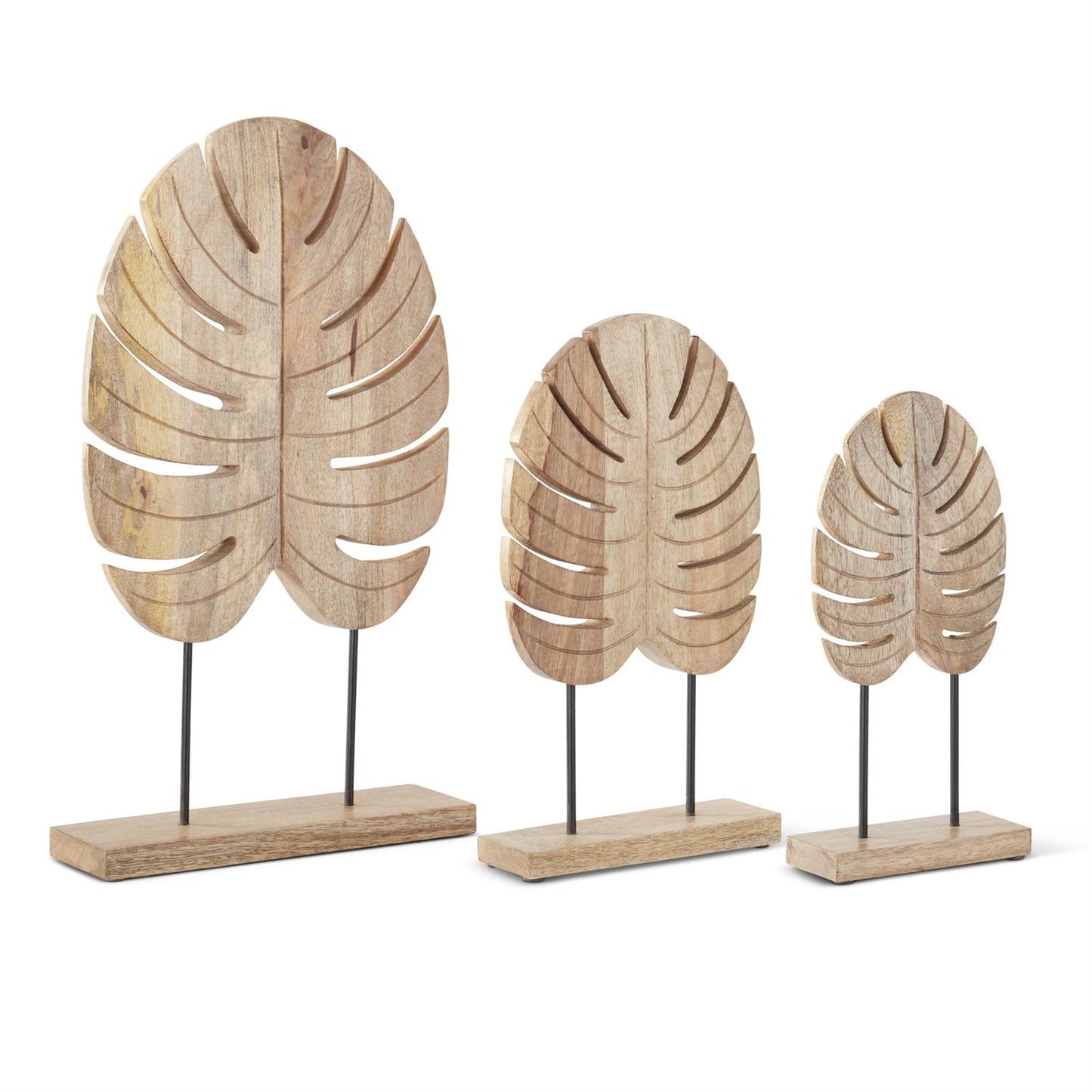 Wood Monstera Leaf Sculptures