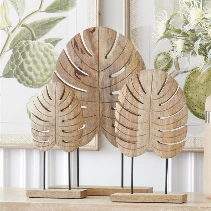 Wood Monstera Leaf Sculptures